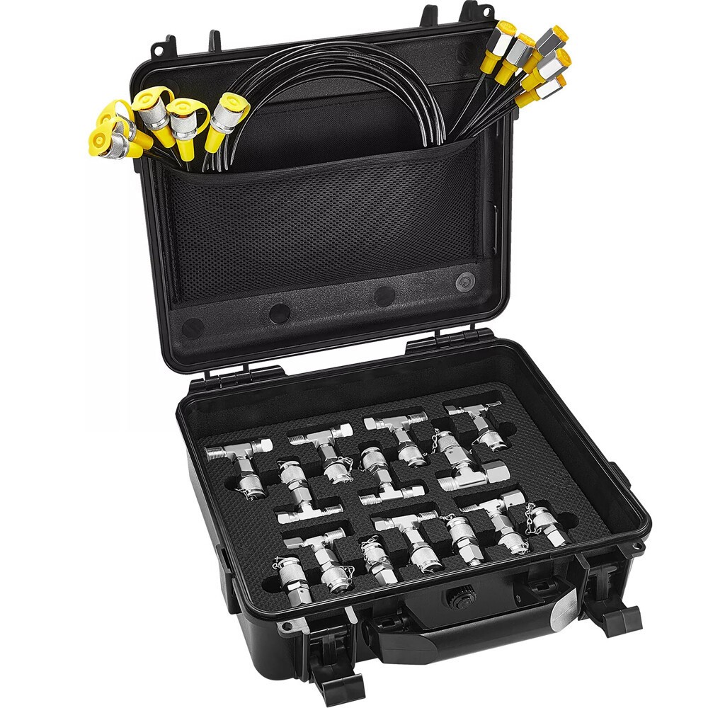 60Mpa Hydraulic Pressure Test Kit 5 Gauges 13 Couplings 14 Tee Connectors 5 Hose