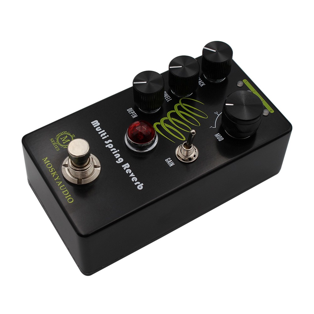 MOSKYaudio Multi Spring Reverb Effect Pedal 4 Modulation Models True Bypass US