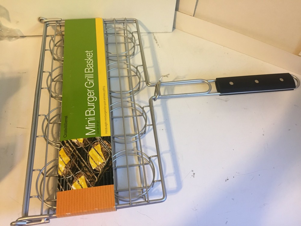 CRATE & BARREL MINI BURGER GRILL BASKET NEW!