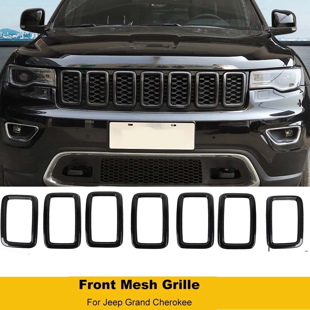 Black Car Front Grille Insert Ring Trim For Jeep Grand Cherokee 17+ Accessories