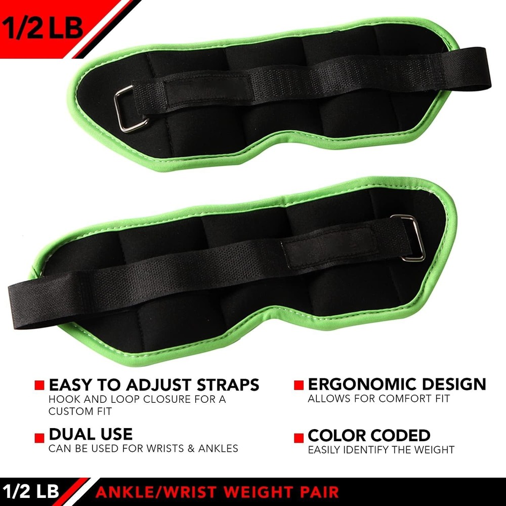 Adjustable Ankle Weights - Ankle Weight Pair 10 Weight and Bundle Options - 0...