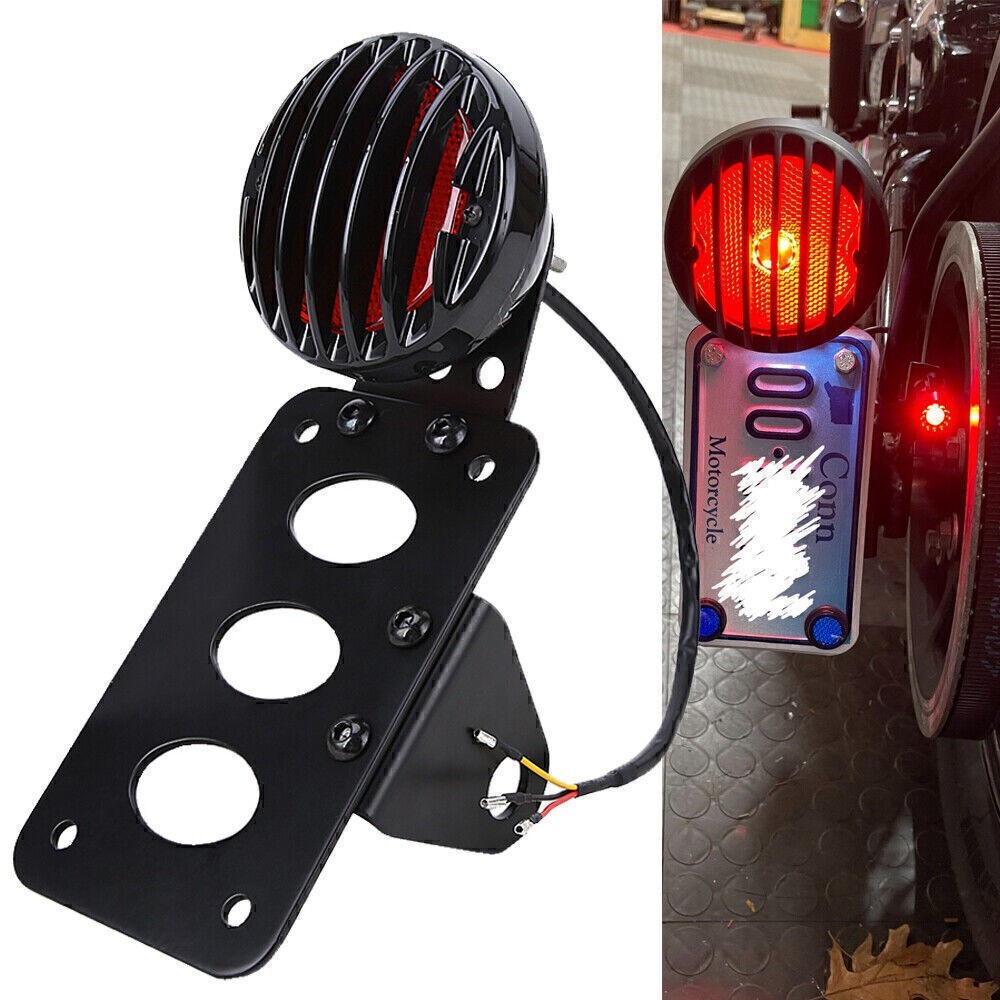 Side Mount LED Tail Light Bracket For Harley Bobber License Plate With Bracket