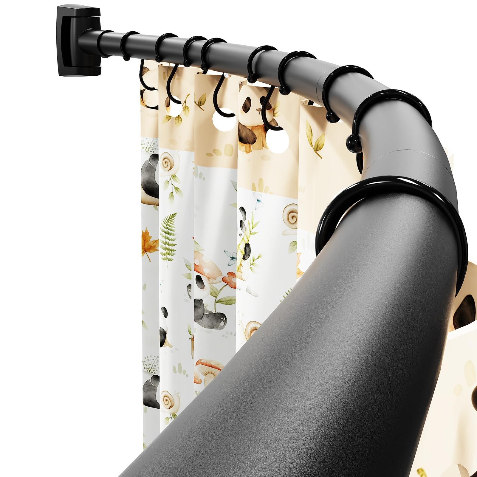 Abiglifty 36-75 Inches Curved Shower Curtain Rod, Adjustable Splicing Shower ...