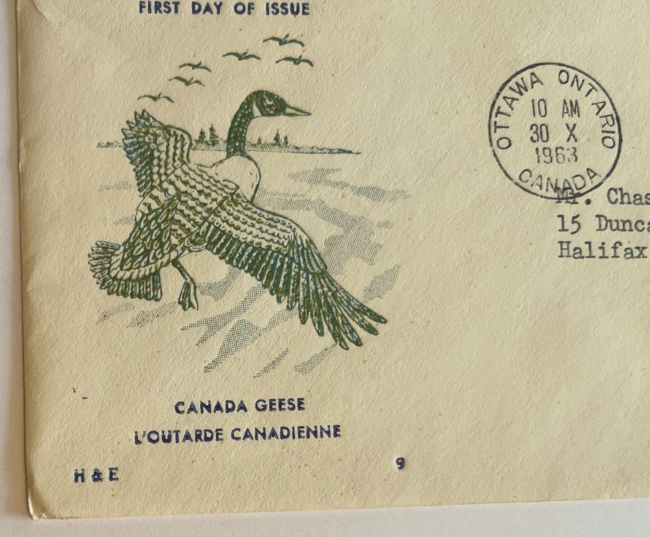 1963 First Day Issue with FDI Postmark; 15c Stamp; Canada Geese