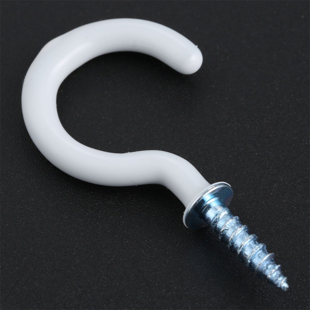 20Pcs 1.54" Strong Sharp White Vinyl Coated Ceiling Hooks Space-saving Hardware