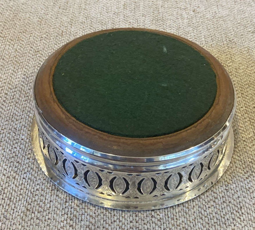 Silver Plated Wine Coaster Caddy - 5" wide