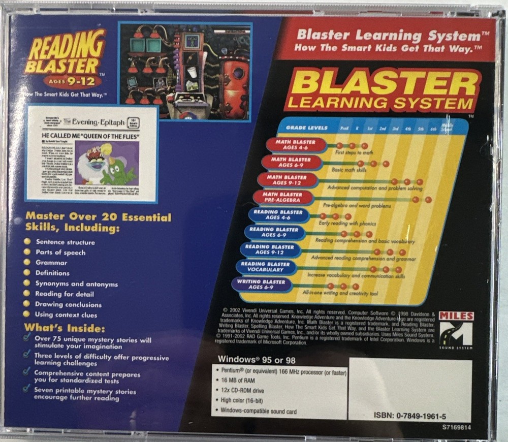 Reading Blaster Ages 9–12 CD-ROM Sealed Windows Educational Software