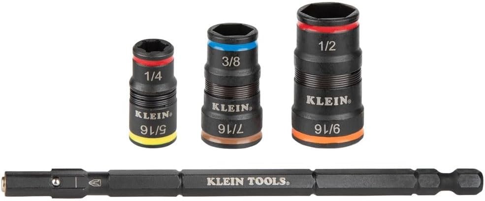 Klein Tools 32933 Impact Driver, SAE 7-in-1 Impact Socket Set, Flip Socket with