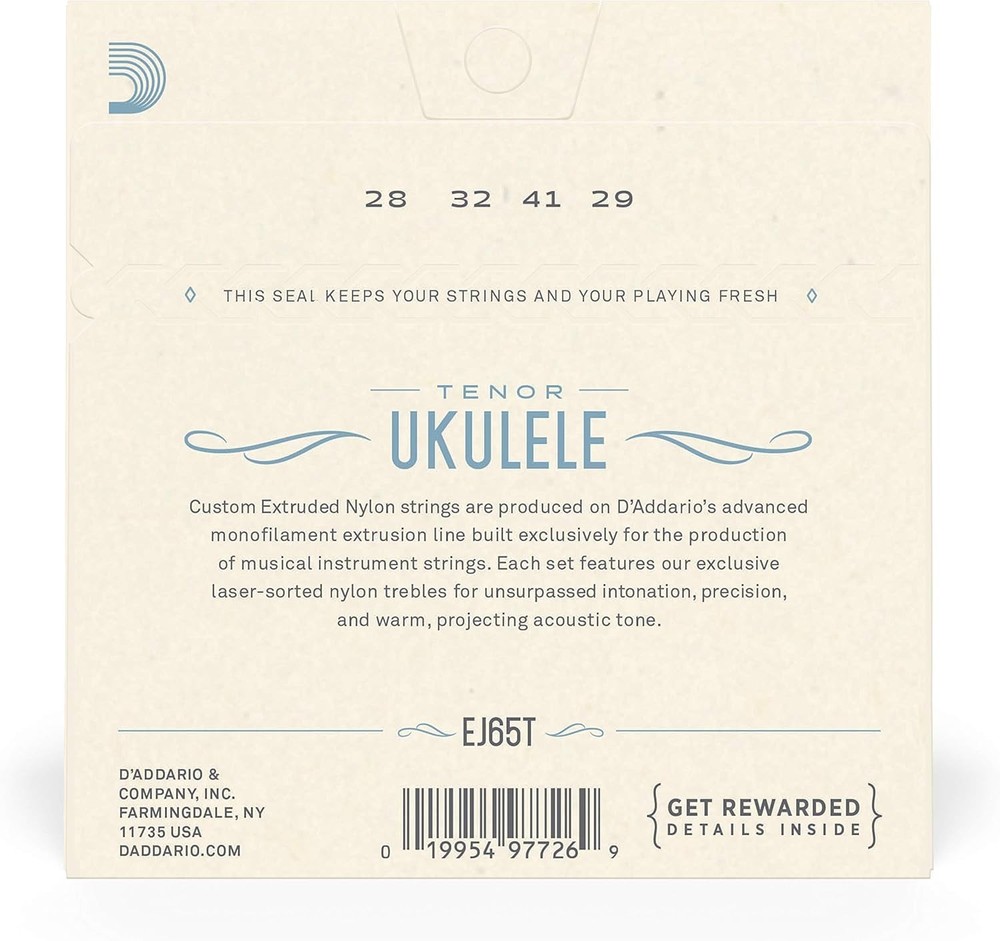 Pack of 1 EJ65T Tenor Ukulele Strings - Optimized for GCEA Tuning and Durability