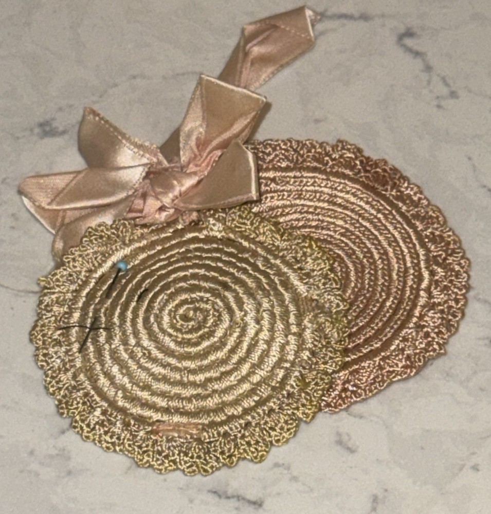 Victorian Silk Needle Case Doyley Sewing Pin Disk Pillows