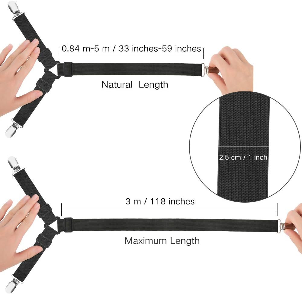 Bed Sheet Fasteners, Adjustable Triangle Elastic Suspenders Gripper Holder Strap