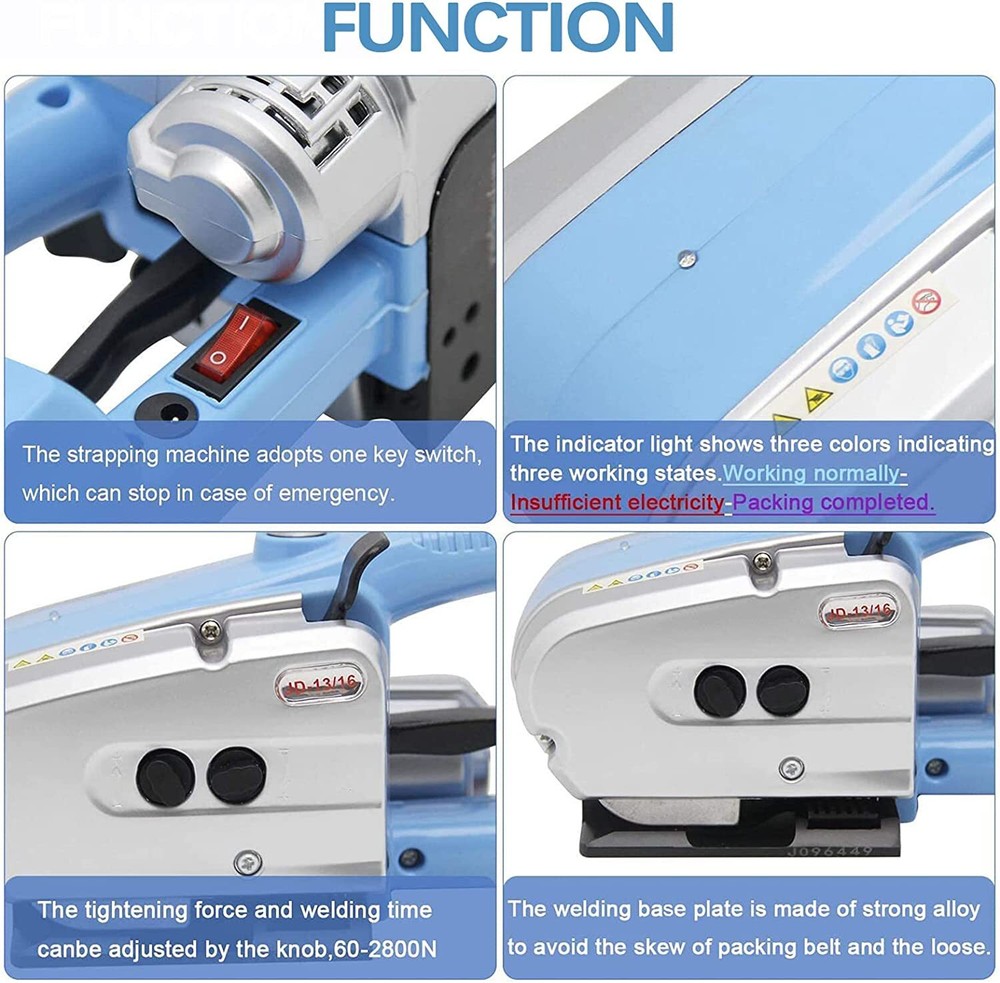 Electric Strapping Machine Fits 1/2-5/8" PP PET Straps Automatic Strapping Tool