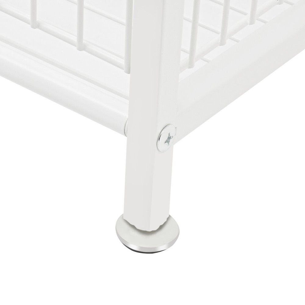 4-Tier White Metal Display Rack with Hooks for Snacks and Essentials