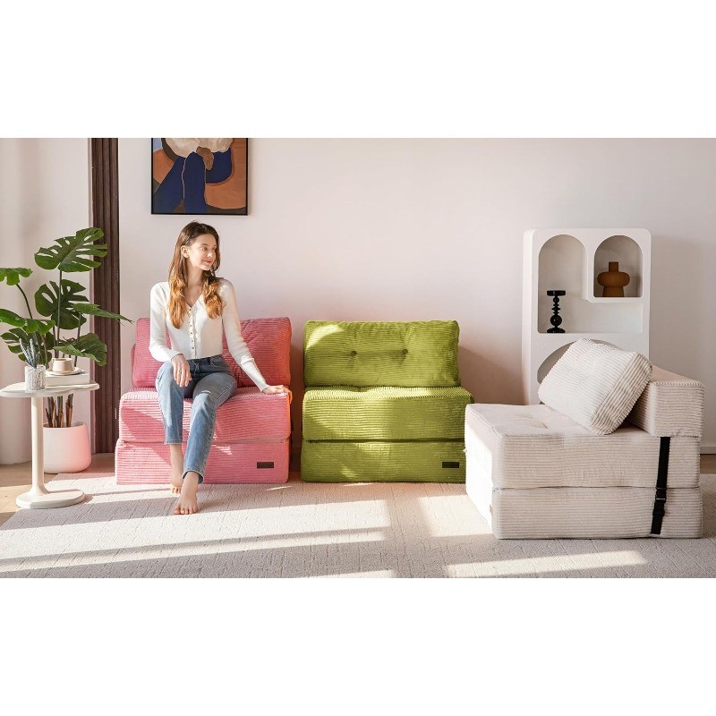 Folding Sofa Bed, Convertible Sofa Bed with High-Density Support Foam