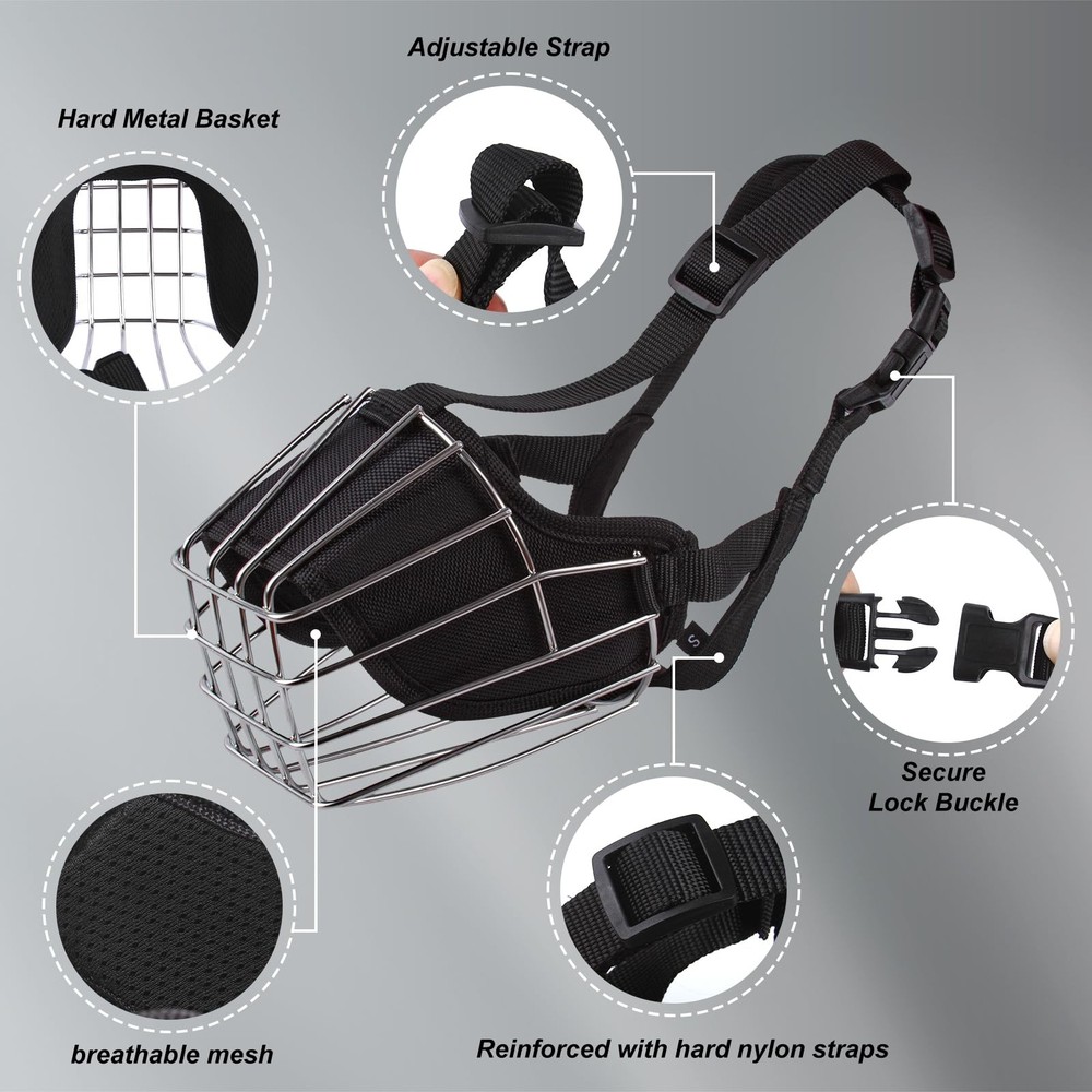 Dog Muzzle Basket for Biting Metal Mask Secure Wire M, Transparent