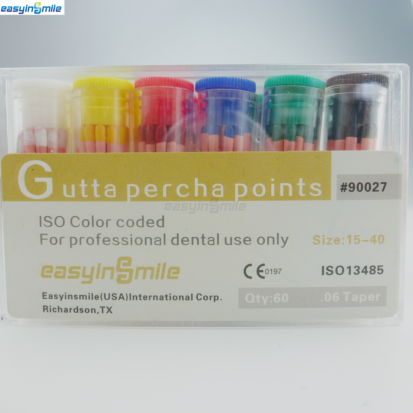 60/120 Pc Easyinsmile Dental Gutta Percha Points Endo.02/.04/.06 Taper 15#-80#