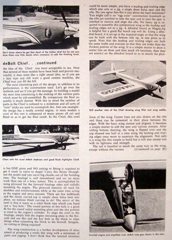 deBolt CHIEF PLAN +ARTICLE & PARTS PATTERNS for 64" Multi RC Model Airplane