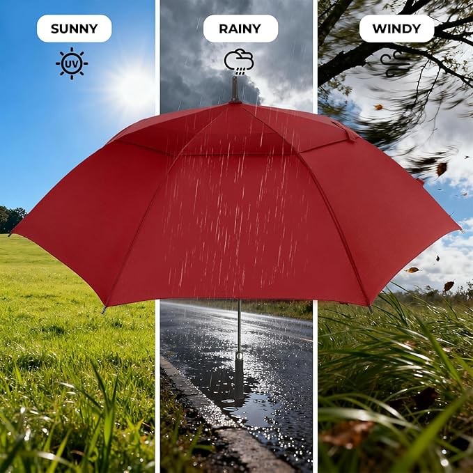 Automatic Open Golf Umbrella, 54/62/68/72 inch Extra Large Oversize Double Ca...