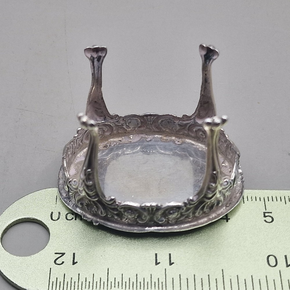 Vintage Solid Silver Miniature Dollhouse Table & Two Cherub Chairs
