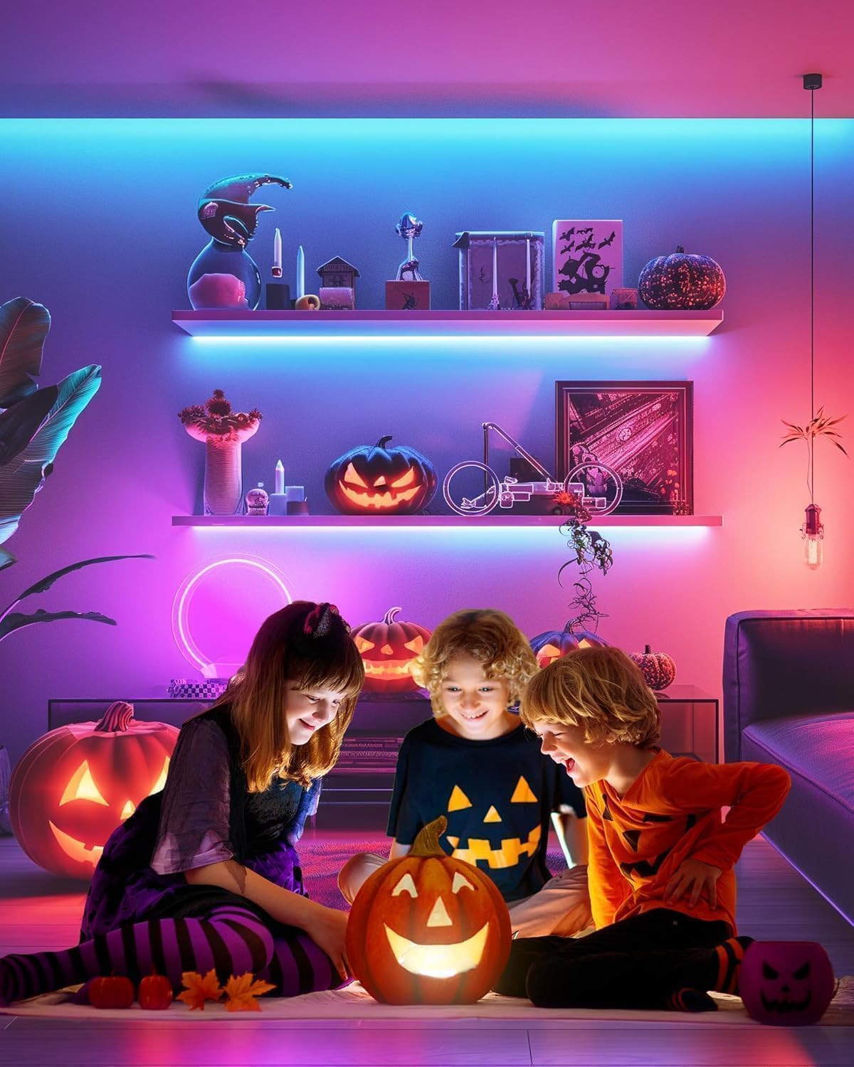 Color Cabinet Lighting, 4Pcs 12" Linkable RGB LED Light Bar Kit for Display Cabi