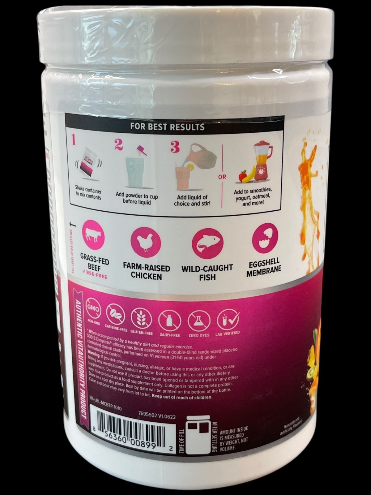 Vitauthority Multi Collagen Burn Cellulite Metabolism Peptides Tropical Punch 30