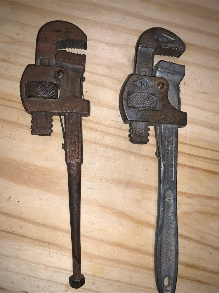 2 Vintage 10" STILLSON Pipe Wrenches