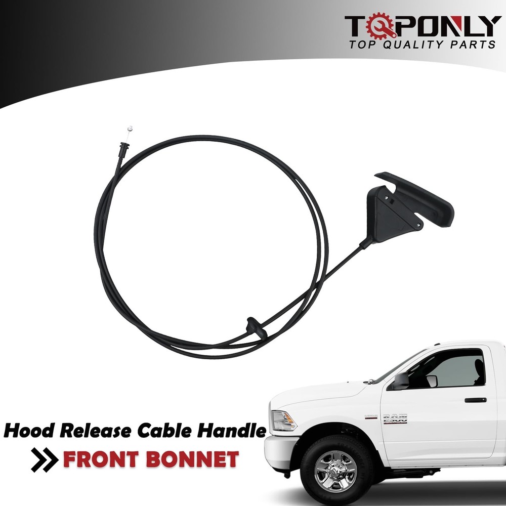 TQPONLY 912-086 Hood Release Cable & Pull Handle Compatible 1994-2005, Black