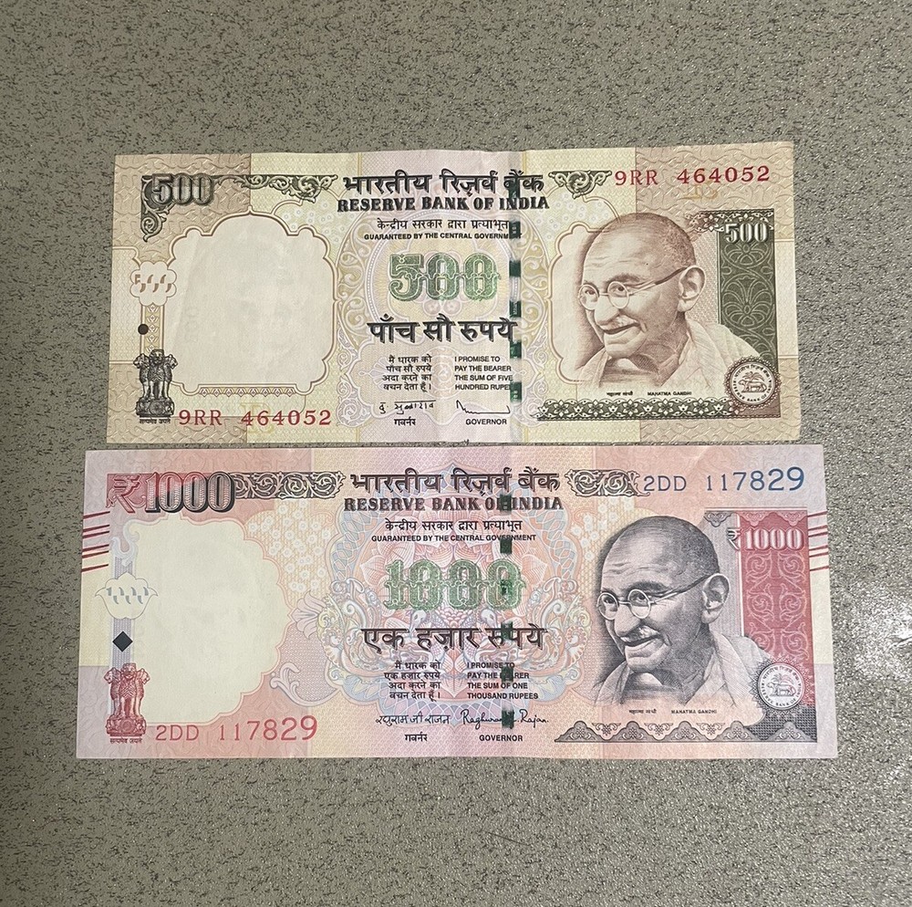 INDIA: 500-1000 Rupee, Banknote 2011-2016