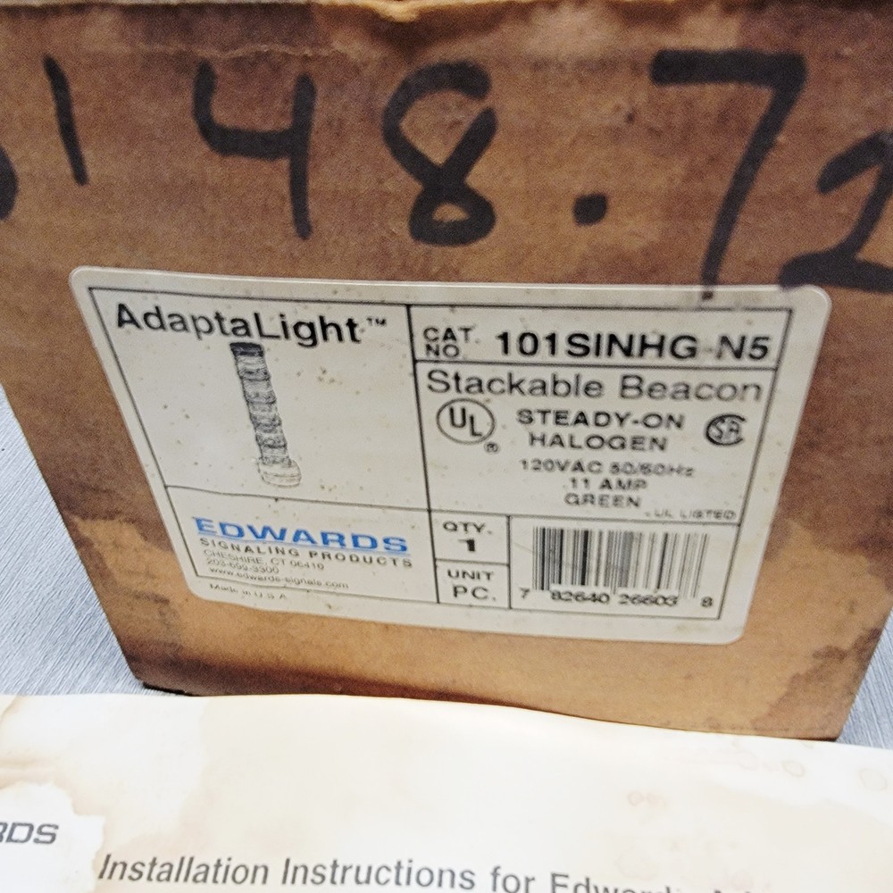Edwards Signaling 101SINHG-N5 24V DCHalogen Stacklight, Green