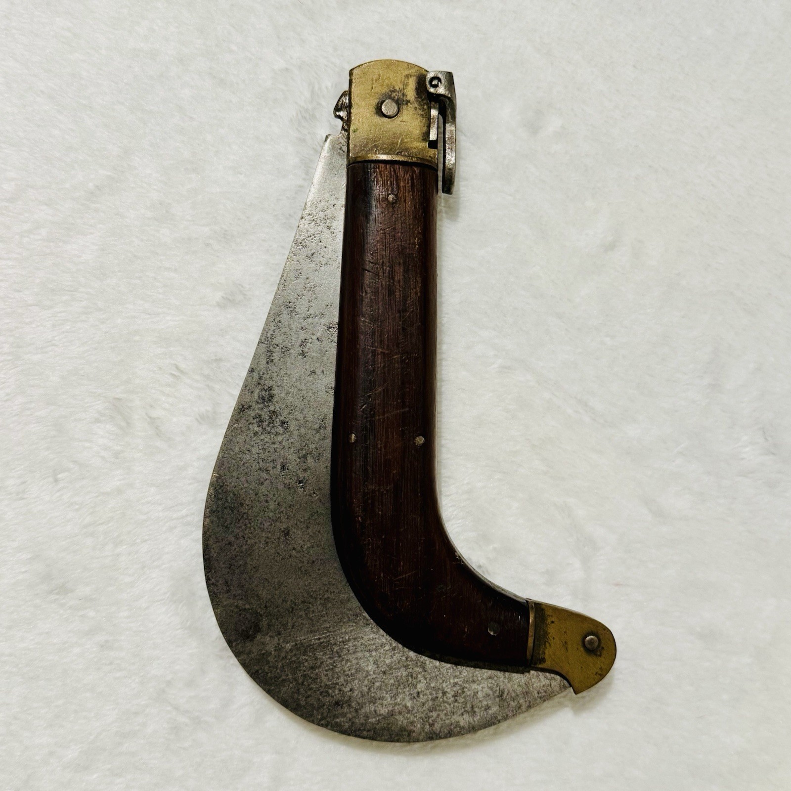 Whitby-Foreign-Roncola-Pruning-Thatcher-Bill-Hook-Knife-W/-Brown-Wooden-Handle