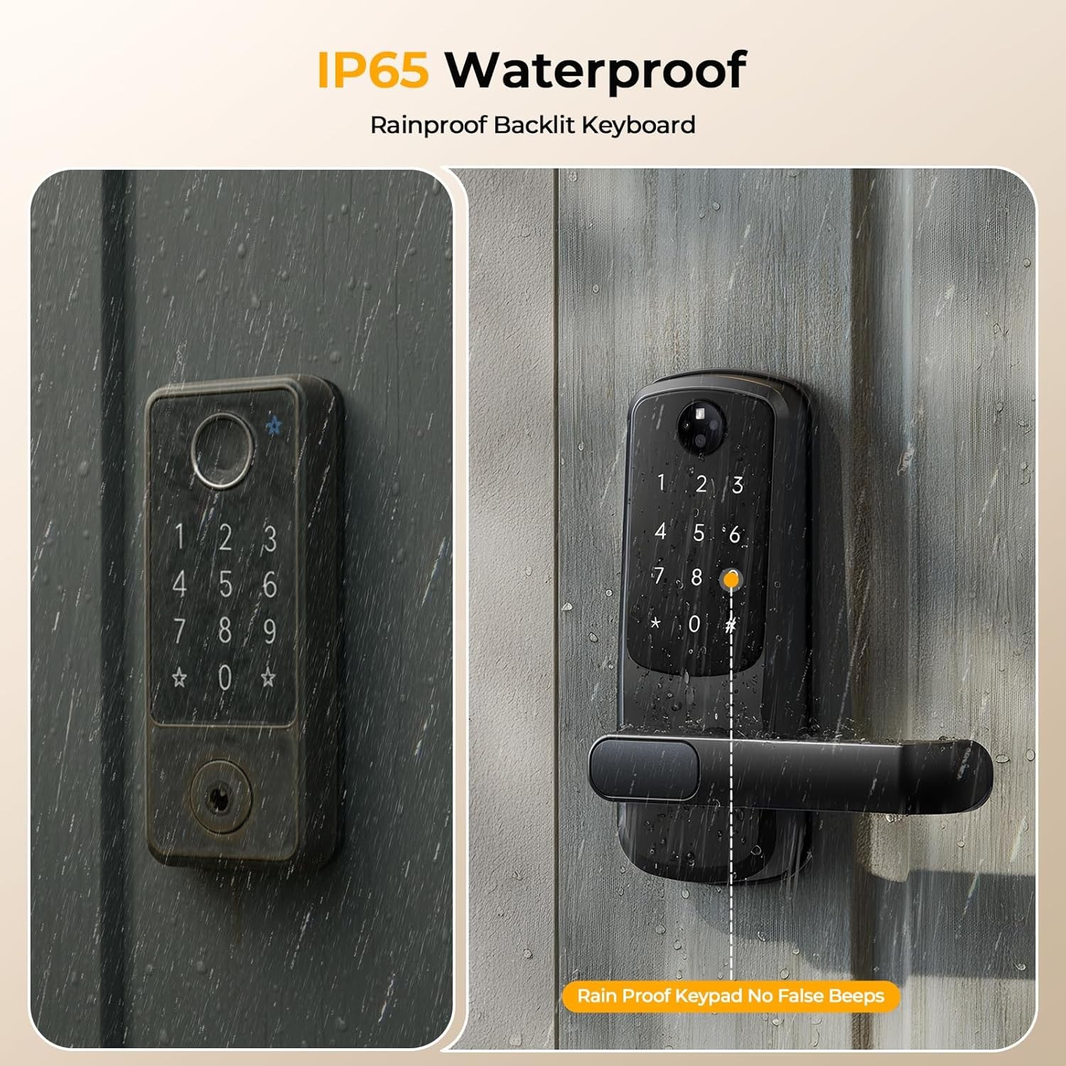 Palm Lock, Smart Door Lock with Palm Vein Recognition, Keyless Entry with Handle