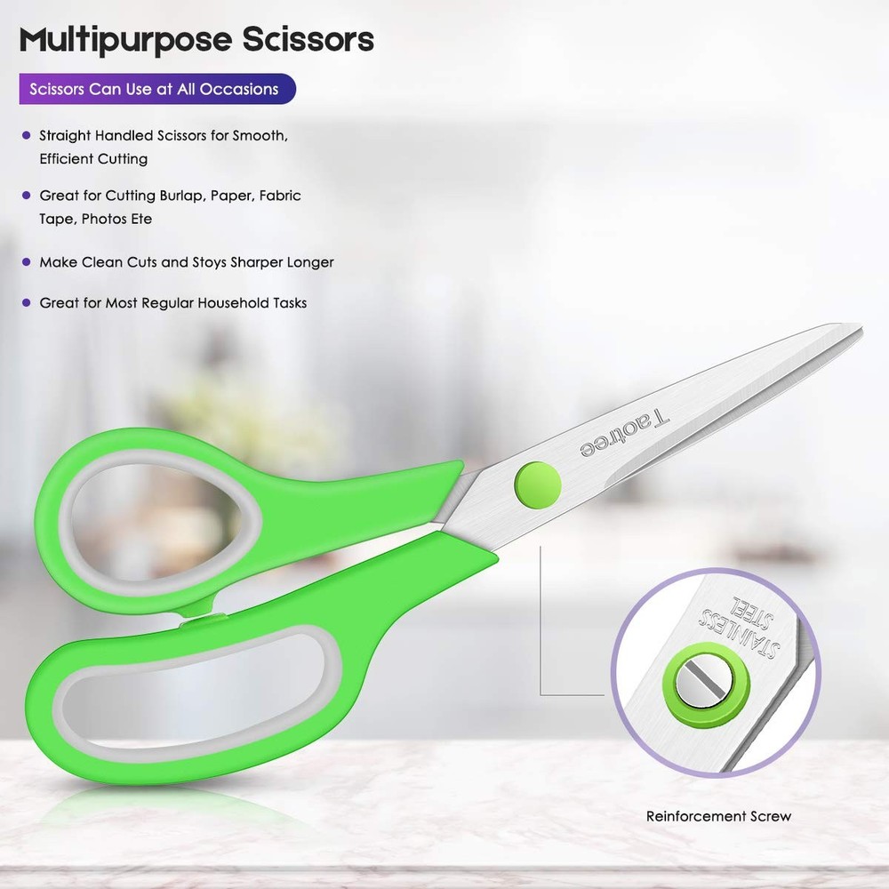 Scissors Bulk 20-Pack, Taotree 8" All Purpose 20-PACK, 20-pack Assorted