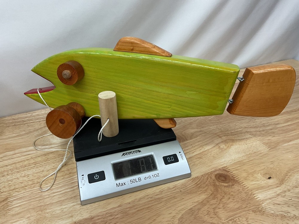 Handmade Wooden Pull String Fish Toy 17”