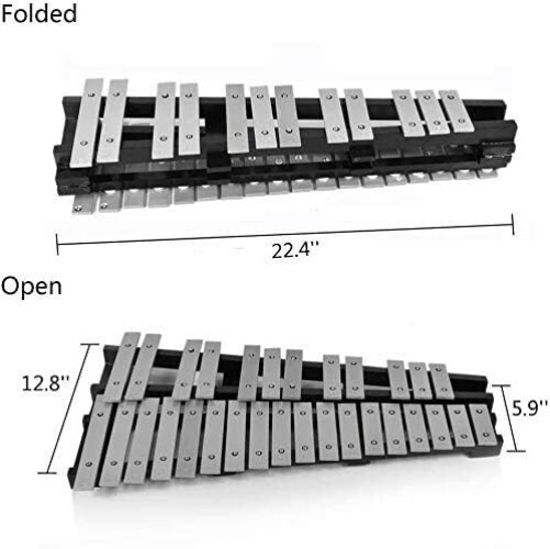 30 Notes Foldable Glockenspiel - Portable Xylophone with 4 Mallets, Black Frame