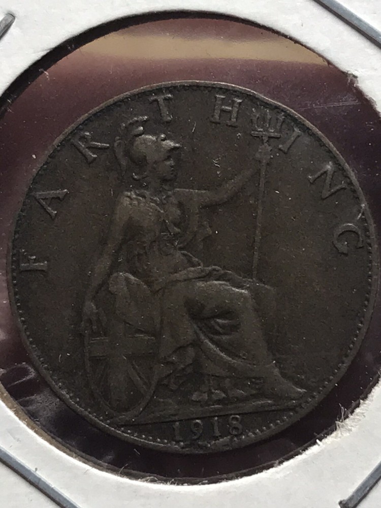 1918 Great Britain Farthing KM# 808.2