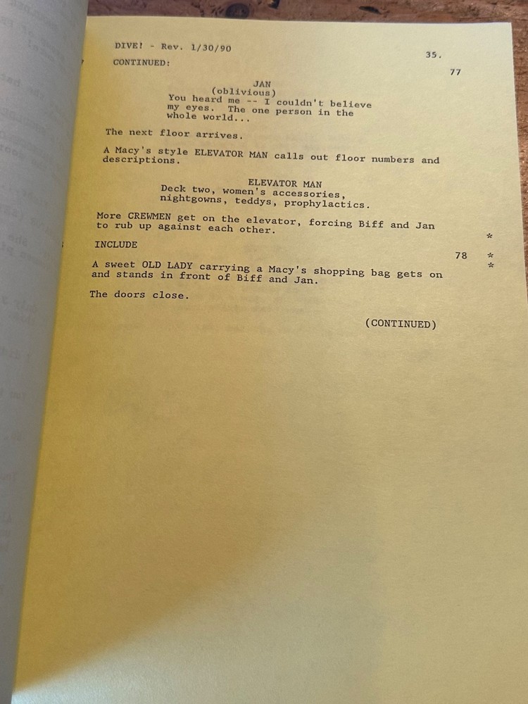 GOING UNDER AKA DIVE MOVIE ORIGINAL SCREENPLAY SCRIPT BILL PULLMAN