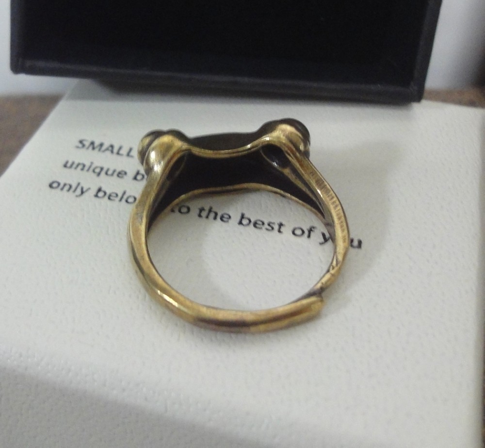 Retro Brass Frog Toad Statue Adjustable Ring US Size 6-8
