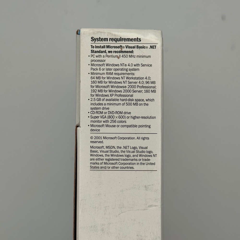 Vintage Microsoft Visual Basic .NET Standard Academic 2002 Full Set CDs Guides