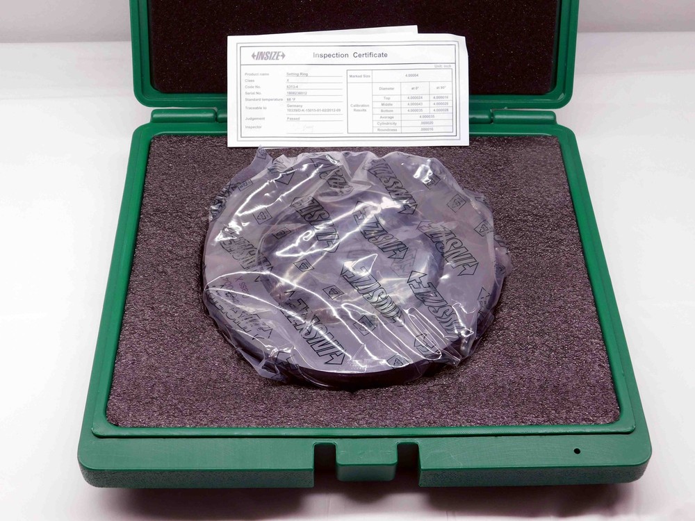 INSIZE 4" CLASS X MASTER PLAIN BORE SETTING RING GAGE ONSIZE 4.0 101.6mm 4.0000
