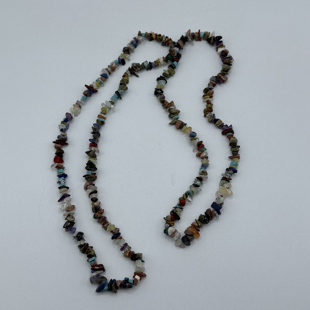 Multi gemstone chip, necklace, unisex #278