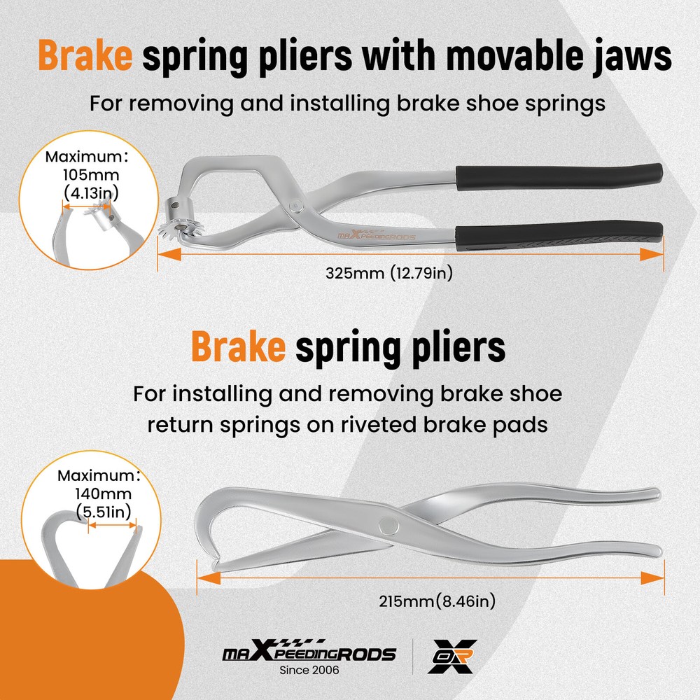 15PCS Brake Drum Tool Kit Drum & Disc Brake Tool Set Drum Brake Spring Tool