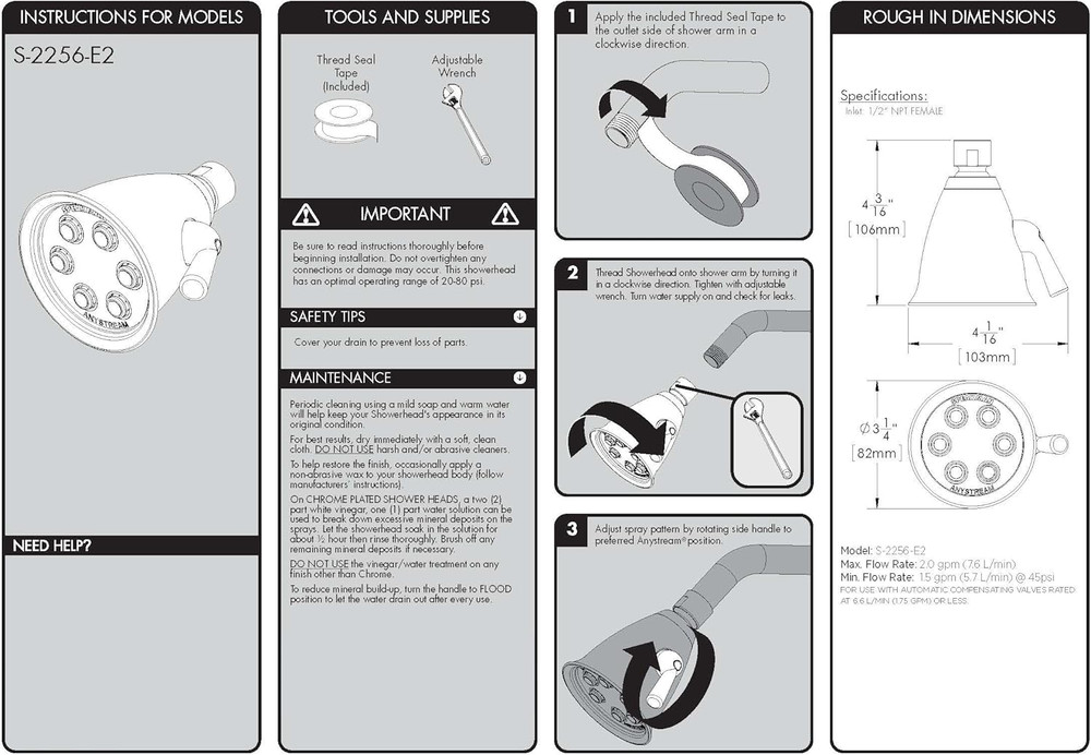 Icon Anystream Brass Shower Head - Multi-Function, Polished Chrome Finish