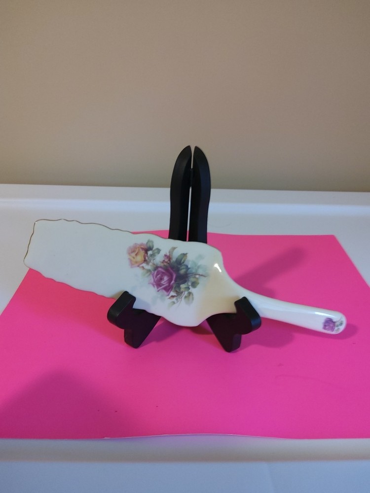 Vintage Fine Porcelain Roses Cake  Server