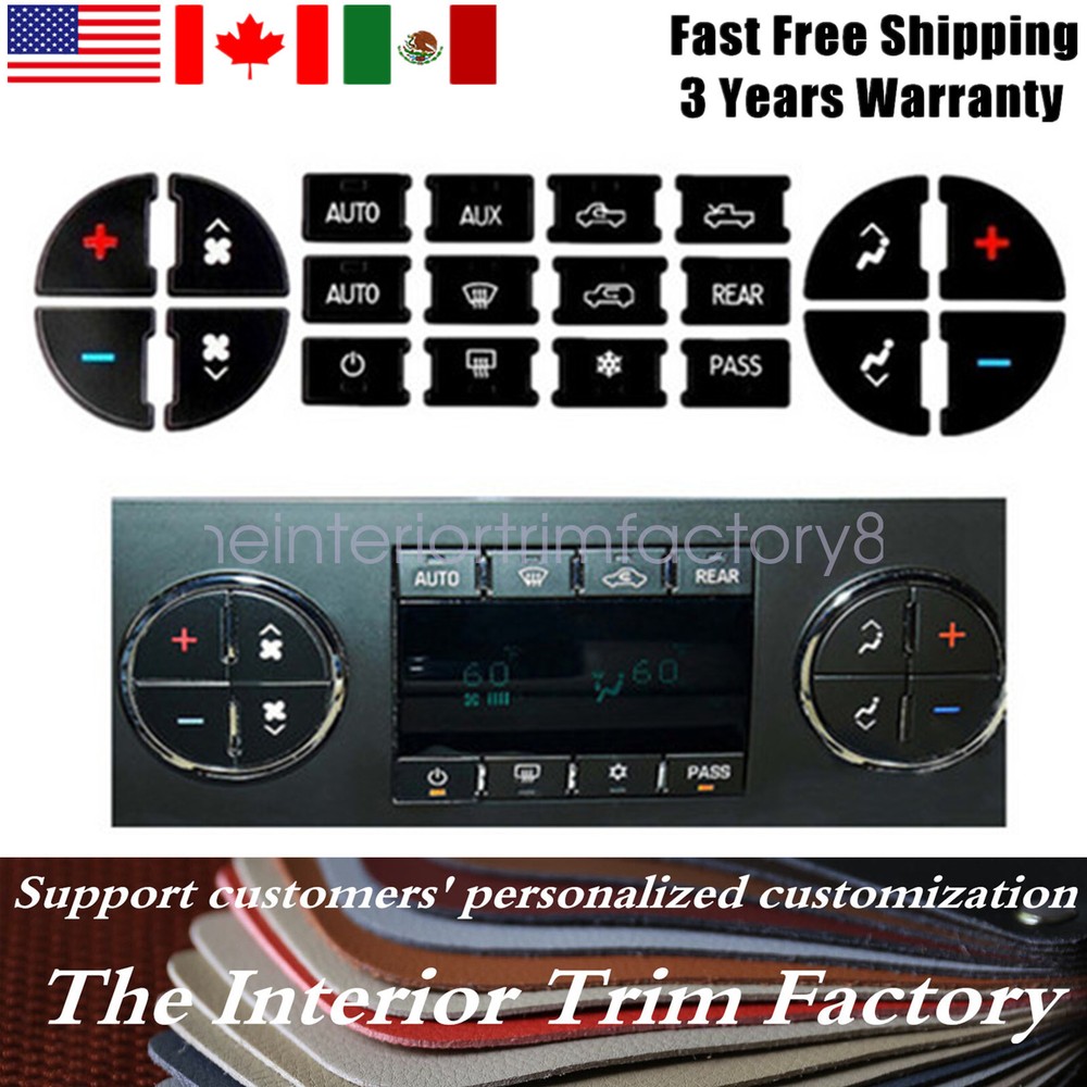 For 2007-2014 GMC Yukon AC Dash Button Repair Kit Decal Stickers