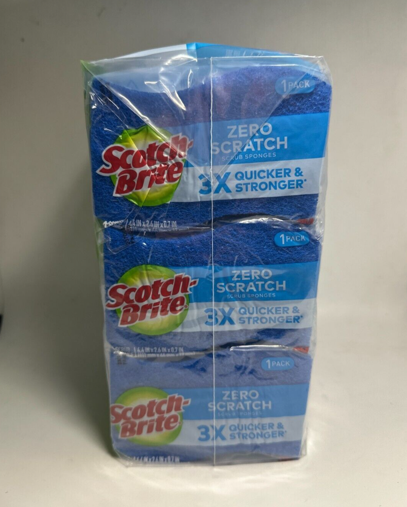 Scotch Brite Zero Scratch Scrub Sponges (24pack) 3M Individually Wrapped