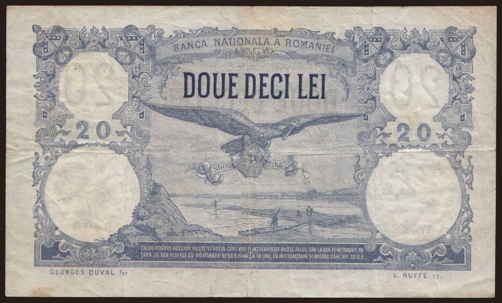 Romania - 1924 - 20 Lei - "VG+" - #CO3292