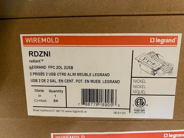 Wiremold RDZNI Furniture Power Basic Power Unit- Nickel