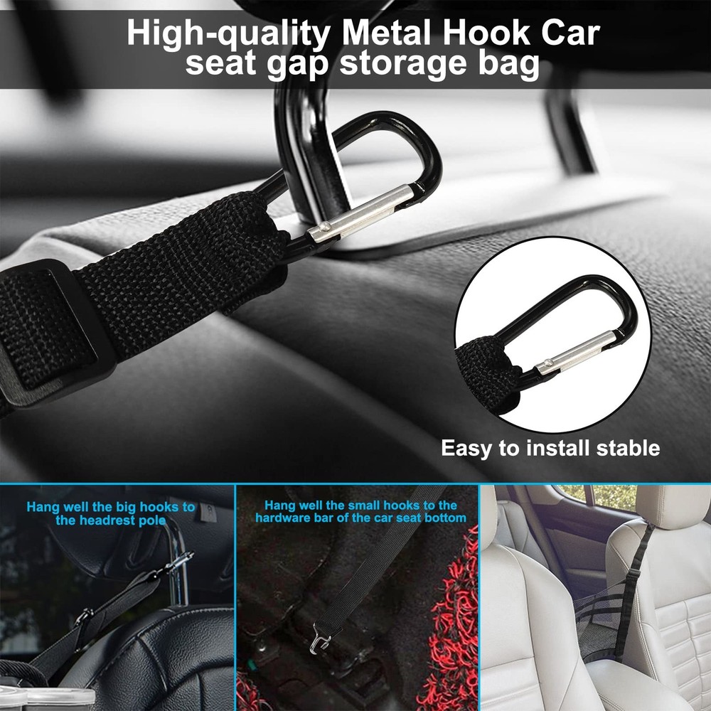 3 Layer Mesh Organizer Between Front Seat Backseat Storage Net Pet Barrier