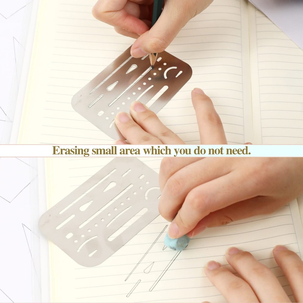 4 Pcs Erasing Shields Stainless Steel Drawing Template Shields Drafting Tools...