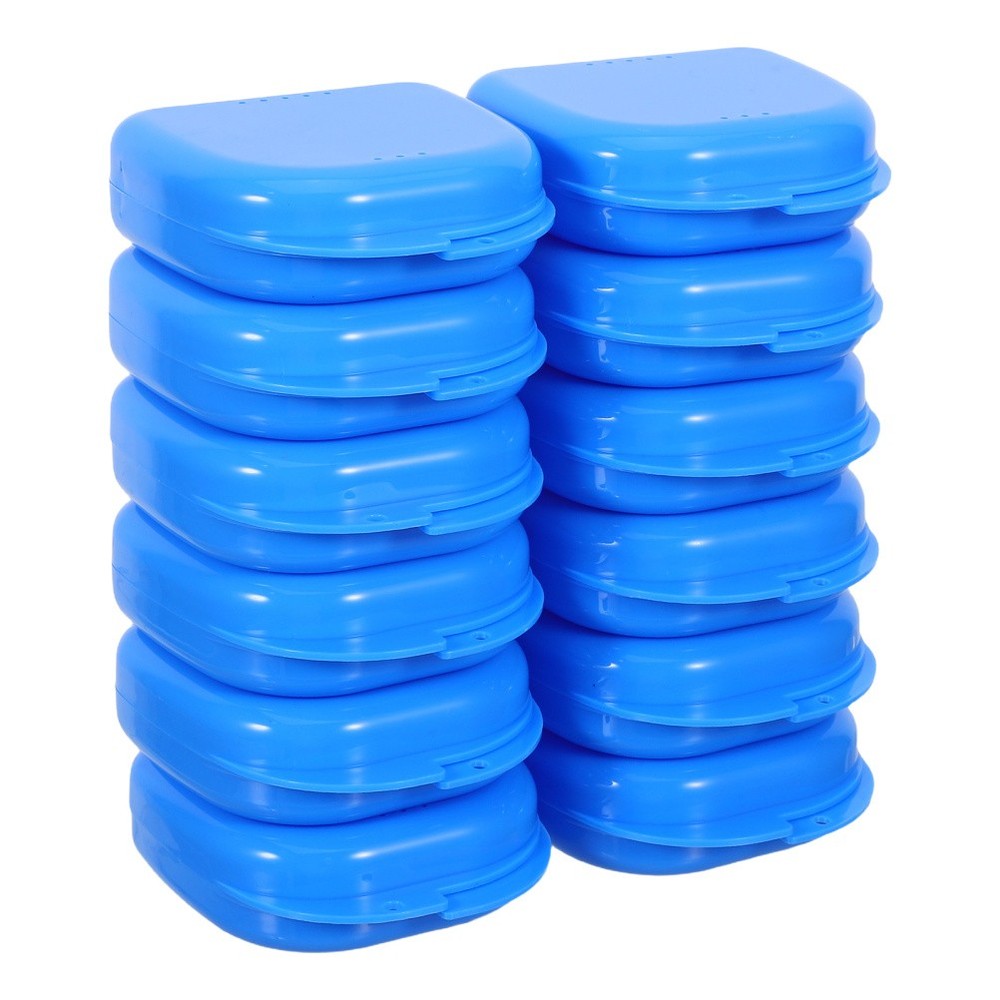 12 Pcs Leakproof Denture Retainer Box Portable Case With Holes For Dental